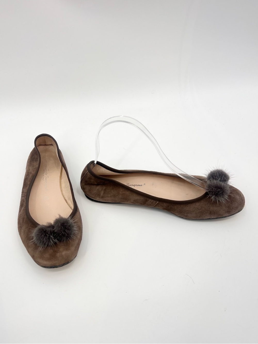 Les trois garçons Suede Pom-Pom Ballet Flats 6